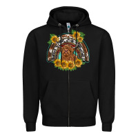 Black scottish calf sunflowers rainbow Zipper Hoodie - BarkalooDesign