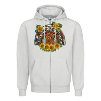 Dove Grey scottish calf sunflowers rainbow Zipper Hoodie - BarkalooDesign