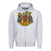 Heather Grey scottish calf sunflowers rainbow Zipper Hoodie - BarkalooDesign