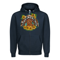 Navy scottish calf sunflowers rainbow Zipper Hoodie - BarkalooDesign
