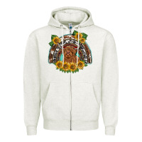 Oatmeal Heather scottish calf sunflowers rainbow Zipper Hoodie - BarkalooDesign