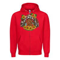 Red scottish calf sunflowers rainbow Zipper Hoodie - BarkalooDesign