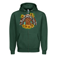 Sports Green scottish calf sunflowers rainbow Zipper Hoodie - BarkalooDesign