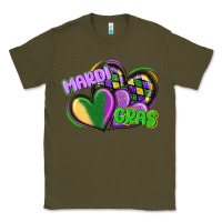 Army Green mardi gras heart Classic Tee - CowGirlArtShop