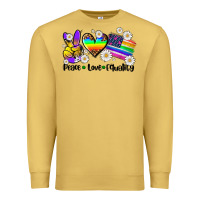 Antique Gold peace love  equality Premium Sweatshirt - AdoDesignShop