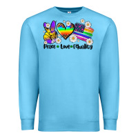 Ocean Blue peace love  equality Premium Sweatshirt - AdoDesignShop