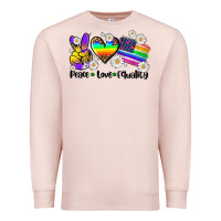 Pale Pink peace love  equality Premium Sweatshirt - AdoDesignShop