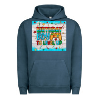 Pigment Midnight Navy birthday boy to level up Urban Hoodie - JahusDesignShop