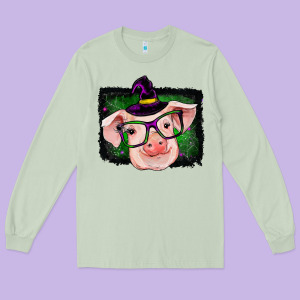 Pig Halloween Long Sleeve Tee Designed By Ranaportraitstore