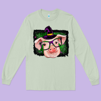 Pig Halloween Long Sleeve Tee Designed By Ranaportraitstore