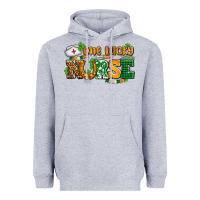 Heather Grey one lucky nurse Heavyweight Hoodie - AdoDesignShop