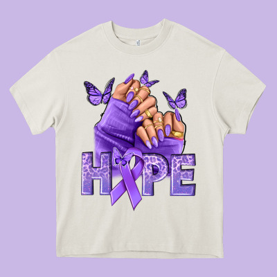 Hope Lavender Ribbon All Cancers Heavy Core Tee Designed By Nancycooperartshop