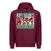 Burgundy merry Christmas Premium Hoodie - CowhideDigitalArt