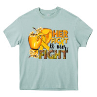 Her Fight Is Our Fight Childhood Cancer Yellow Heavy Core Tee | Teevron