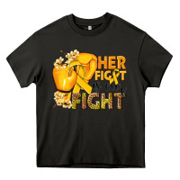 Asphalt Her fight is our fight Childhood Cancer yellow Heavy Core Tee - NancyCooperArtShop