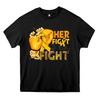 Black Her fight is our fight Childhood Cancer yellow Heavy Core Tee - NancyCooperArtShop