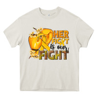 Cream Her fight is our fight Childhood Cancer yellow Heavy Core Tee - NancyCooperArtShop