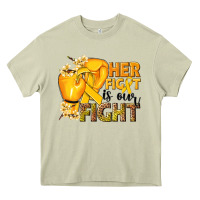 Mossy Her fight is our fight Childhood Cancer yellow Heavy Core Tee - NancyCooperArtShop