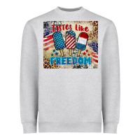 Heather Grey tastes like freedom 4th of july Heavyweight Sweatshirt - BarkalooDesign