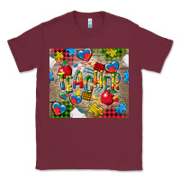Burgundy teacher autism Classic Tee - CowGirlArtShop