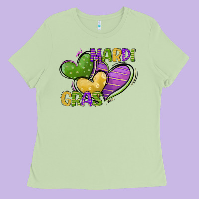 Mardi Gras Heart Ladies Tee Designed By Cowgirlartshop
