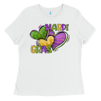 White mardi gras heart Ladies Tee - CowGirlArtShop