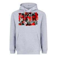Heather Grey western red cowhide winter background Heavyweight Hoodie - AdoDesignShop