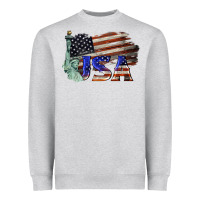 Heather Grey usa  statue of liberty Heavyweight Sweatshirt - BarkalooDesign