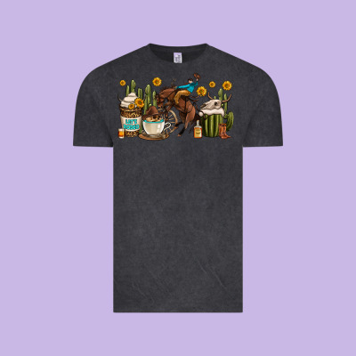 Rodeo Cowboy Coffee Cups Vintage Tee Designed By Oliviacreatesart