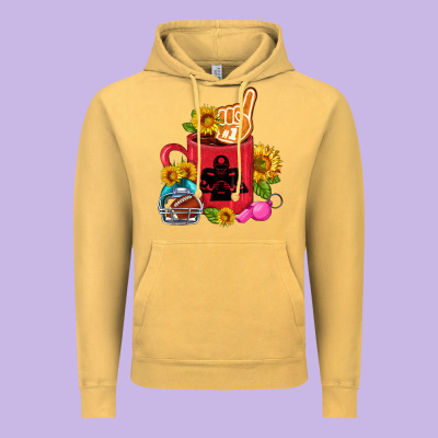 Western Football Coffee Cup Vintage Hoodie Designed By Fadigitalartstudio