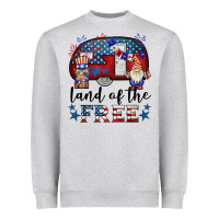 Heather Grey land of the free caravan gnomies Heavyweight Sweatshirt - BarkalooDesign