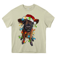 Mossy highland cow calf with christmas lights Heavy Core Tee - RanaPortraitStore