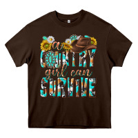 Chocolate Brown Western a Country Girl Can Survive Heavy Core Tee - texasbilliewilder