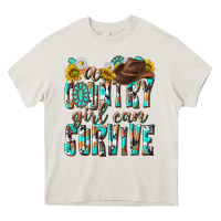 Cream Western a Country Girl Can Survive Heavy Core Tee - texasbilliewilder