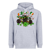 Heather Grey monster truck with shamrocks Heavyweight Hoodie - AdoDesignShop