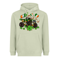 Matcha monster truck with shamrocks Heavyweight Hoodie - AdoDesignShop