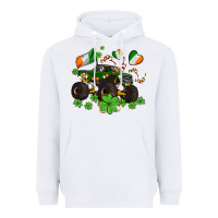 White monster truck with shamrocks Heavyweight Hoodie - AdoDesignShop