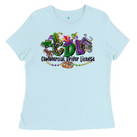 Baby Blue cdl mardi gras Ladies Tee - CowGirlArtShop