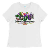 White cdl mardi gras Ladies Tee - CowGirlArtShop