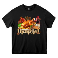 Black Thankful with Turkey Heavy Core Tee - texasbilliewilder