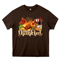 Chocolate Brown Thankful with Turkey Heavy Core Tee - texasbilliewilder