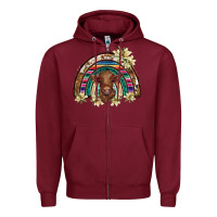 Burgundy scottish calf rainbow Zipper Hoodie - BarkalooDesign