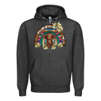 Charcoal Heather scottish calf rainbow Zipper Hoodie - BarkalooDesign