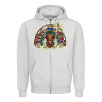 Dove Grey scottish calf rainbow Zipper Hoodie - BarkalooDesign