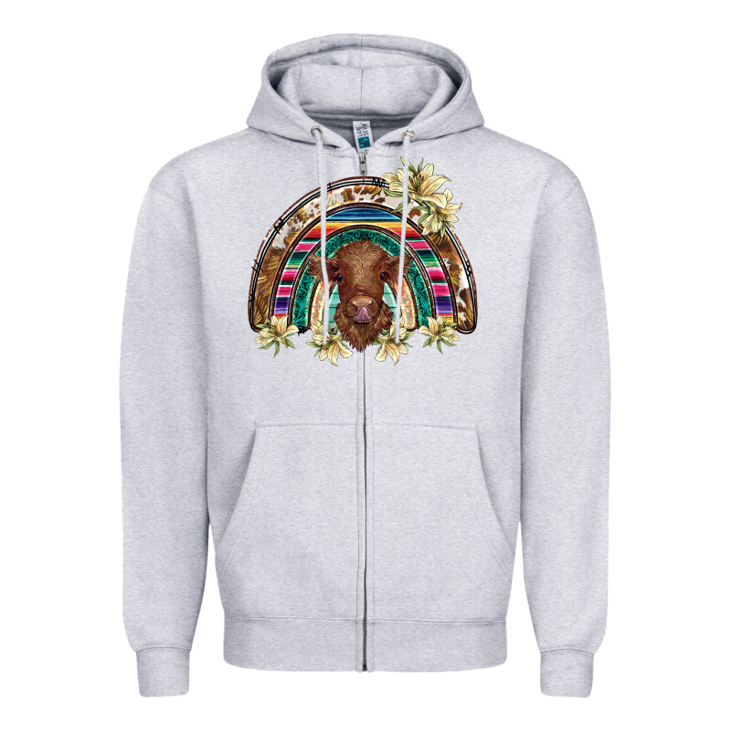 Scottish Calf Rainbow Zipper Hoodie by BarkalooDesign | Teevron