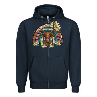 Navy scottish calf rainbow Zipper Hoodie - BarkalooDesign