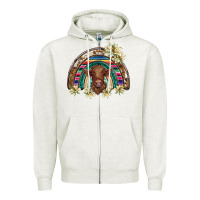 Oatmeal Heather scottish calf rainbow Zipper Hoodie - BarkalooDesign