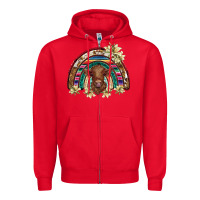 Red scottish calf rainbow Zipper Hoodie - BarkalooDesign