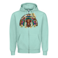 Seafoam scottish calf rainbow Zipper Hoodie - BarkalooDesign