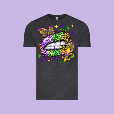 Mardi Gras Lip Olivia Vintage Tee Designed By Oliviacreatesart